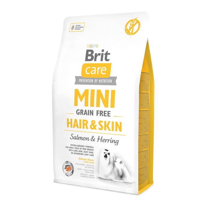 Brit Care GF Mini Hair&Skin із лососем для собак мініатюрних порід з додатковим доглядом за вовною 2 кг
