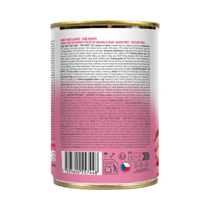 Корм вологий Brit Care Pate and Meat для цуценят з куркою та індичкою. 400 г