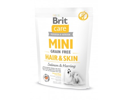 Brit Care GF Mini Hair&Skin із лососем для собак мініатюрних порід з додатковим доглядом за вовною 400г