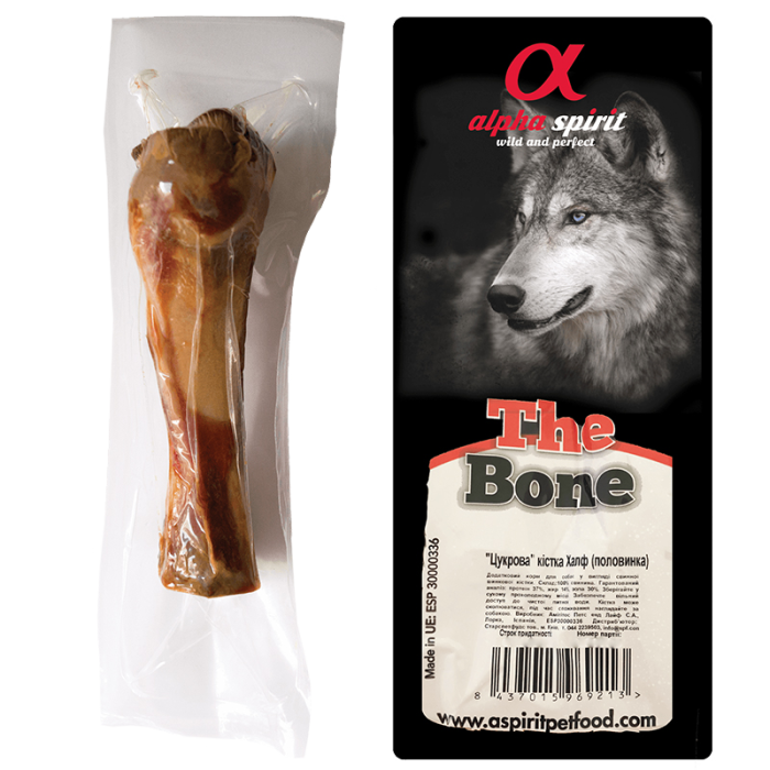 Жувальна кістка половинка Alpha Spirit Ham Bone Half для дорослих собак, 16 - 17 см