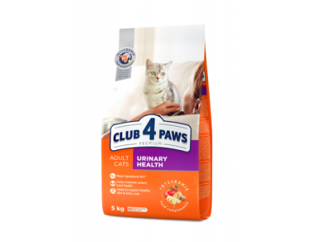 Club 4 Paws (Клуб 4 лапы) полнорационный сухой корм для взрослых кошек поддержка здоровья мочеиспускательной системы 5 кг  