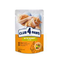 Вологий корм Club 4 Paws (Клуб 4 лапи) Premium, для дорослих котів, із кроликом у желе, 85 г