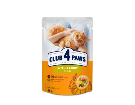 Влажный корм Club 4 Paws (Клуб 4 лапы) Premium, для взрослых кошек, с кроликом в желе, 85 г