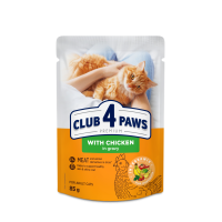Вологий корм Club 4 Paws (Клуб 4 лапи) Premium, для дорослих котів, з куркою в соусі, 85 г
