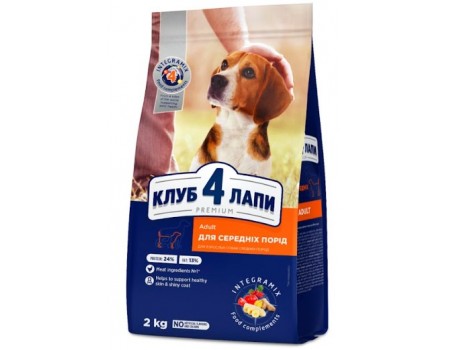 Club 4 Paws (Клуб 4 лапы) PREMIUM для взрослых собак средних пород 2 кг