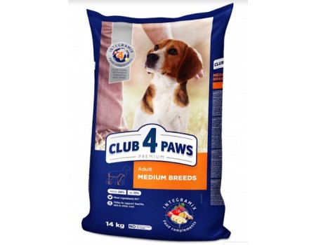 Club 4 Paws (Клуб 4 лапы) ПРЕМИУМ для взрослых собак средних пород 14 кг