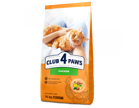 Сухий корм Club 4 Paws (Клуб 4 лапи) ПРЕМІУМ Chicken, для дорослих котів, з куркою, 14 кг