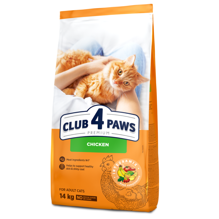 Сухой корм Club 4 Paws (Клуб 4 лапы) ПРЕМИУМ Chicken, для взрослых кошек, с курицей, 14 кг