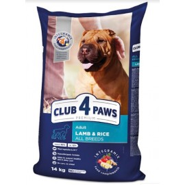 Club 4 Paws (Клуб 4 лапы) ПРЕМИУМ "ЯГНЕНОК И РИС" для собак всех пород.  14 кг