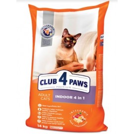 Club 4 Paws (Клуб 4 лапи) INDOOR ПРЕМІУМ повнораційний сухий корм для дорослих кішок "ЖИВЧИХ У ПРИМІЩЕННІ "4 В 1", 14 кг