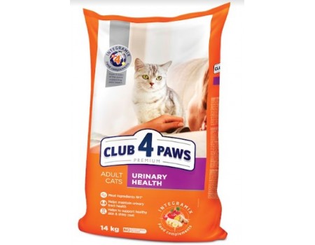 Club 4 Paws (Клуб 4 лапы) Премиум "Поддержка здоровья мочевыводящей системы". Полнорационный сухой корм для взрослых кошек, 14 кг