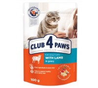 Влажный корм CLUB 4 PAWS Premium для кошек, с ягненком в соусе, 100 г..