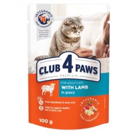 Вологий корм Club 4 Paws (Клуб 4 лапи) Premium для котів, з ягням в со..