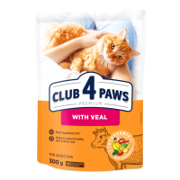 Сухой корм Club 4 Paws (Клуб 4 лапы) ПРЕМИУМ Veal, для взрослых кошек, с телятиной, 300 г