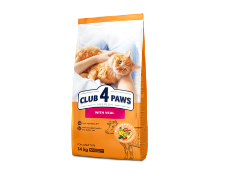 Сухой корм Club 4 Paws (Клуб 4 лапы) ПРЕМИУМ Veal, для взрослых кошек, с телятиной, 14 кг