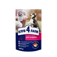 Club 4 Paws (Клуб 4 лапы) Премиум для щенков "С курицей в желе". Полнорационный консервированный корм, 0,1 кг
