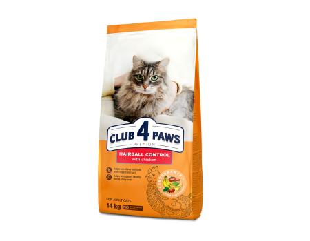 Сухий корм Club 4 Paws (Клуб 4 лапи) Hairball Control, для дорослих котів, з ефектом виведення вовни із травного тракту, 14 кг