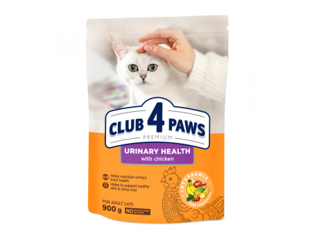 Сухой корм Club 4 Paws (Клуб 4 лапы) ПРЕМИУМ Urinary Health, для взрослых кошек, для поддержания здоровья мочевыводящей системы, 900 г
