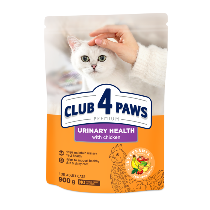 Сухий корм Club 4 Paws (Клуб 4 лапи) ПРЕМІУМ Urinary Health, для дорослих котів, для підтримки здоров'я сечовивідної системи, 900 г