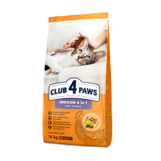 Сухой корм Club 4 Paws (Клуб 4 лапы) INDOOR "4 В 1" ПРЕМИУМ, для взрослых кошек, живущих в помещении, 14 кг