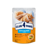 Влажный корм Club 4 Paws (Клуб 4 лапы) Premium, для взрослых кошек, с лососем в желе, 85 г