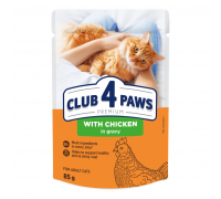 CLUB 4 PAWS Плюс с курицей в соусе влажный корм для взрослых кошек 0,0..
