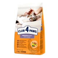 Сухий корм Club 4 Paws (Клуб 4 лапи) INDOOR "4 В 1" ПРЕМІУМ, для дорослих котів, що живуть у приміщенні, 2 кг