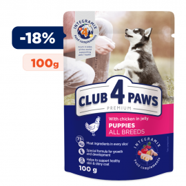 Club 4 Paws (Клуб 4 лапы) Премиум для щенков "С курицей в желе". Полнорационный консервированный корм, 0,1 кг