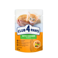 Вологий корм Club 4 Paws (Клуб 4 лапи) Premium, для кошенят, з куркою в соусі, 80 г