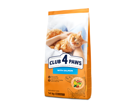 Сухой корм Club 4 Paws (Клуб 4 лапы) ПРЕМИУМ Salmon, для взрослых кошек, с лососем, 14 кг