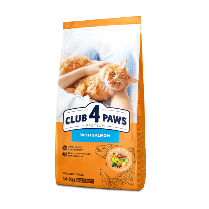 Сухий корм Club 4 Paws (Клуб 4 лапи) ПРЕМІУМ Salmon, для дорослих котів, з лососем, 14 кг