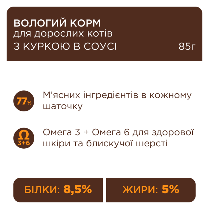 Влажный корм Club 4 Paws (Клуб 4 лапы) Premium, для взрослых кошек, с курицей в соусе, 85 г