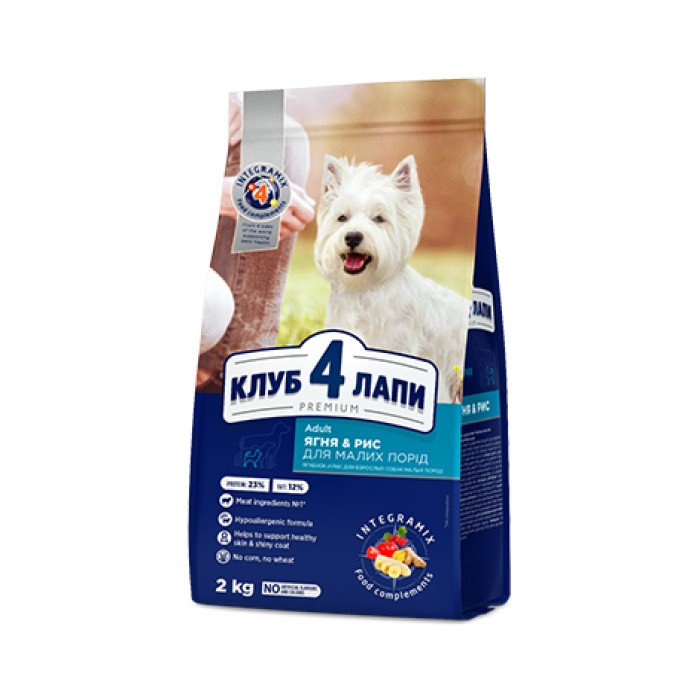 Club 4 Paws (Клуб 4 лапы) PREMIUM для собак малых  пород "ягненок с рисом".  2 кг*
