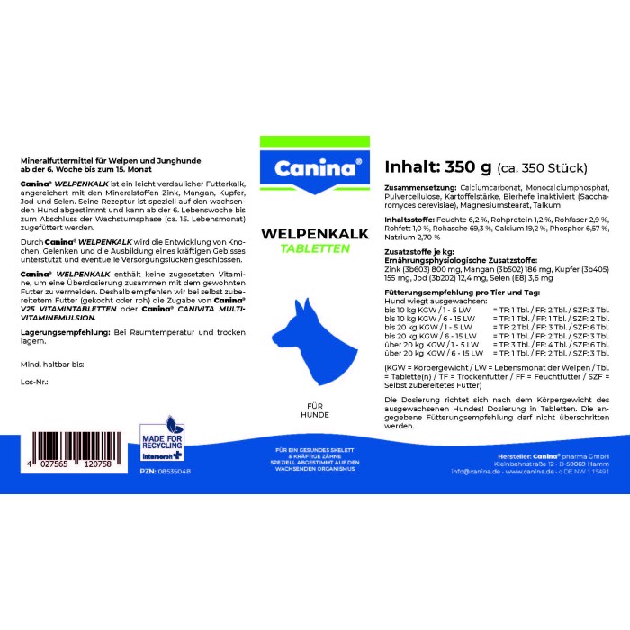 Canina Welpenkalk 350г (350 табл.) табл. для щенков