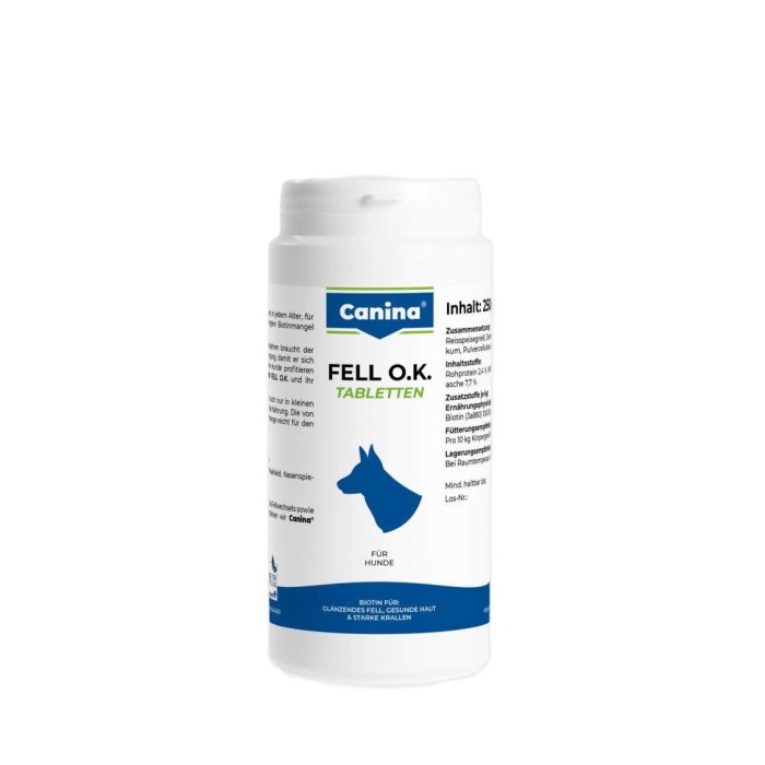 Canina Fell O.K. 250г (125 табл.) суточная потребность в биотине для собак