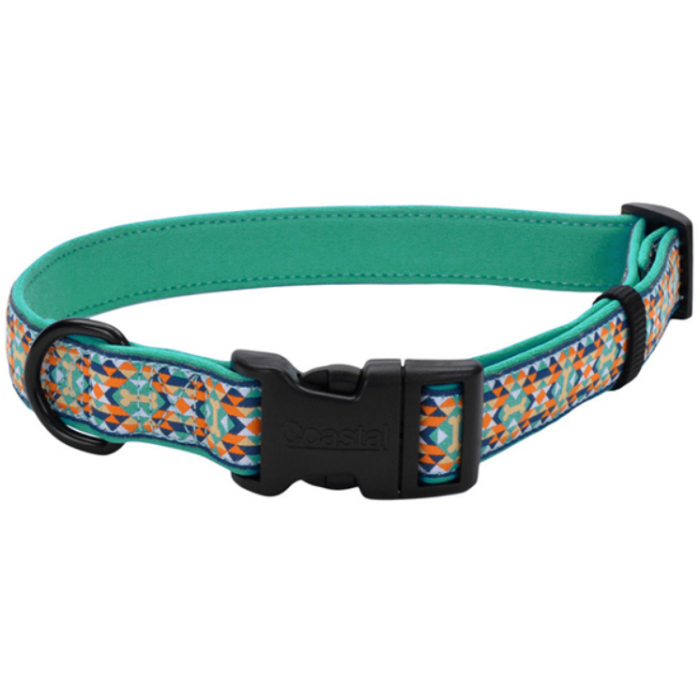 Coastal New Earth Soy Dog Collar КОСТАЛ СОЄВИЙ ЕКОЗШИВНИК для собак, S/М 1,6см х 30-45см, темно-бірюзовий з кісточками