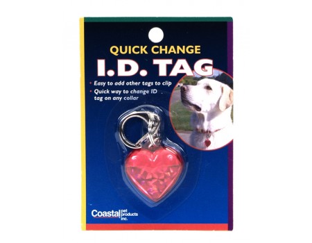 Coastal ID Tag Heart брелок светоотражающий для адреса на ошейник , красный.