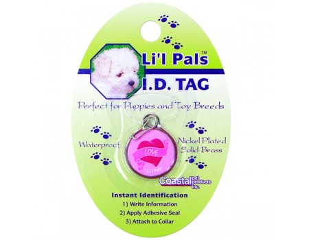 Coastal Lit"l Pals ID Tag брелок для адреса для собак и котов , сердечки розовый.