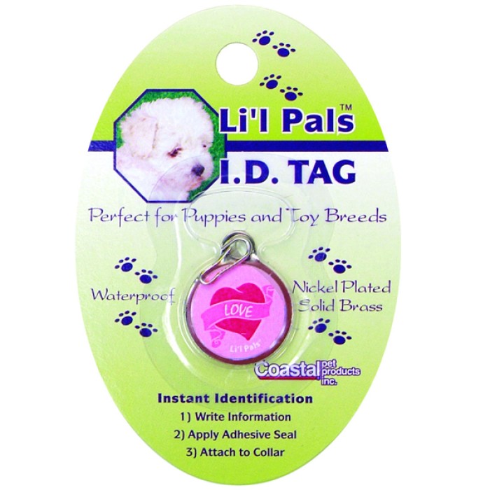 Coastal Lit"l Pals ID Tag брелок для адреса для собак и котов , сердечки розовый.