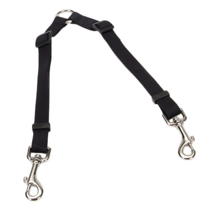 Coastal 2 Dog Adjustable Coupler повідець-спарка для 2-х собак, нейлон, чорний, 1 см,