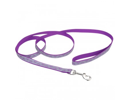Coastal Lazer свето-отражающий поводок для собак, 1,6смХ1,2м , фиолетовая ромашка.