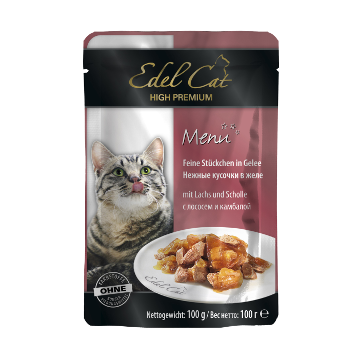Edel Cat pouch 100g. лосось и камбала в желе