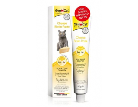 Паста для кошек (здоровая кожа и блестящая шерсть) Cheese-Biotin GimCat 50 г.