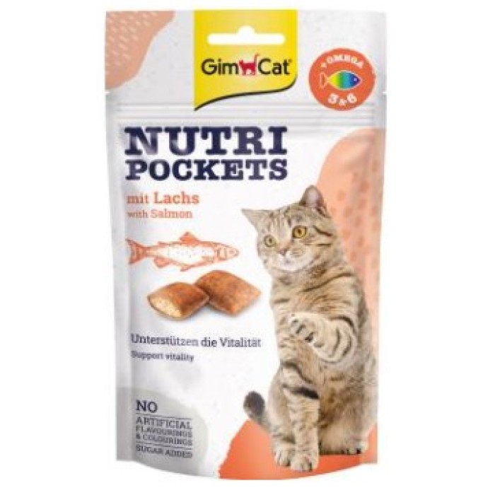 Подушечки Gimcat NutriPockets з лососем та Омега 3 та 6