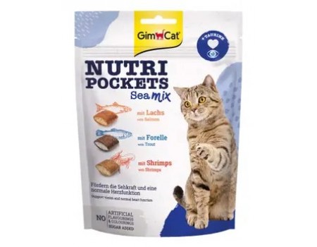Витаминные лакомства для кошек GimCat Nutri Pockets Морской микс 150 г (повседневный)