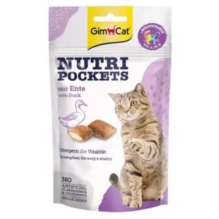 Витаминные лакомства для кошек GimCat Nutri Pockets Утка+Мультивитамин 60 г