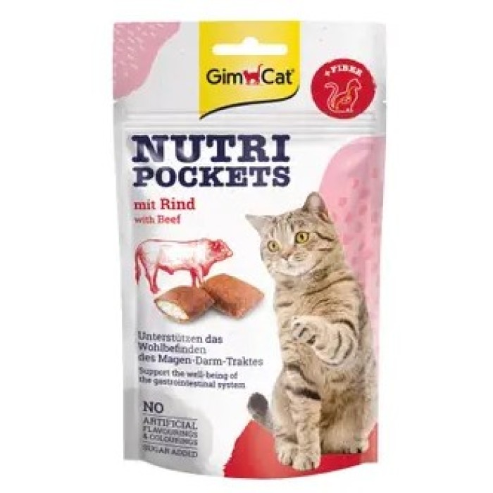 Подушечки Gimcat NutriPockets говядиной и солодом