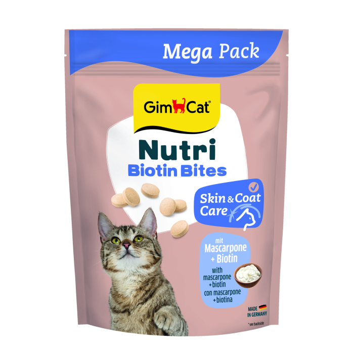 Вітаміни GimCat NUTRI BIOTIN BITES для котів для покращення стану шкіри та шерсті з маскарпоне та біотином 425г