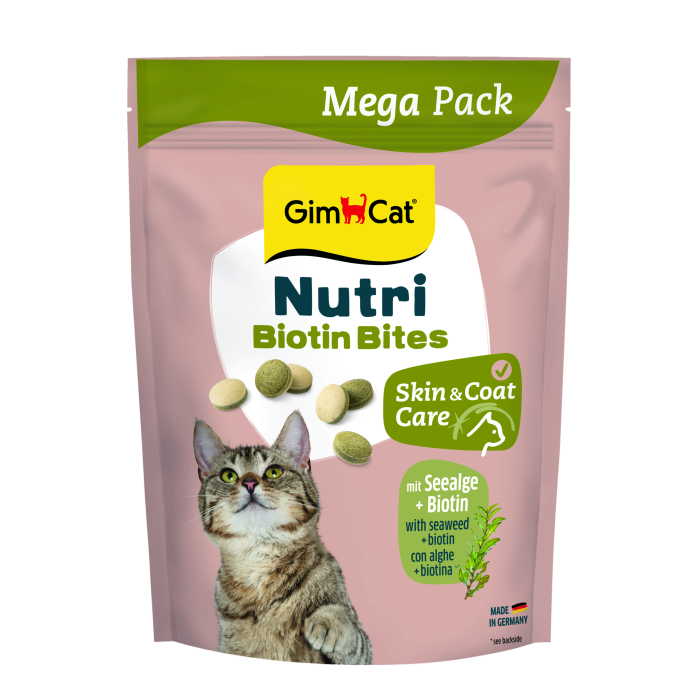 Вітаміни GimCat NUTRI BIOTIN BITES для котів для покращення стану шерсті та шкіри 425г