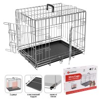 Flamingo  Wire Cage ФЛАМИНГО клетка для собак, двухдверная, с ручкой и выдвижным поддоном , 63х43х49 см.
